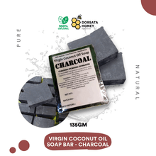 Load image into Gallery viewer, Virgin Coconut Oil Soap Bar - Charcoal - Dorsata Honey
